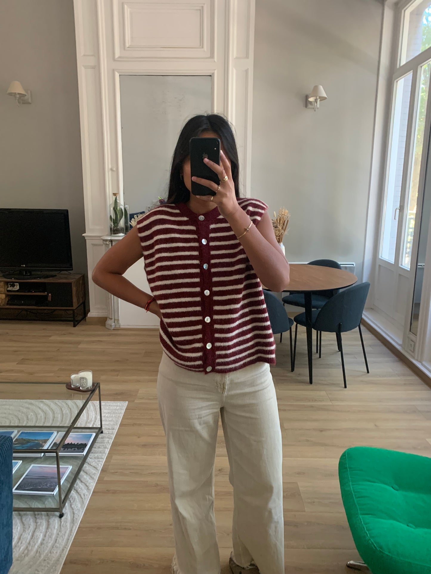 Gilet GABIN bordeaux/crème