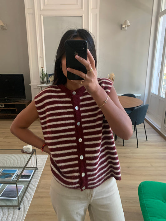 Gilet GABIN bordeaux/crème