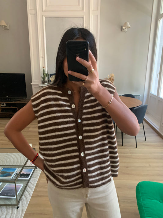 Gilet GABIN marron/crème
