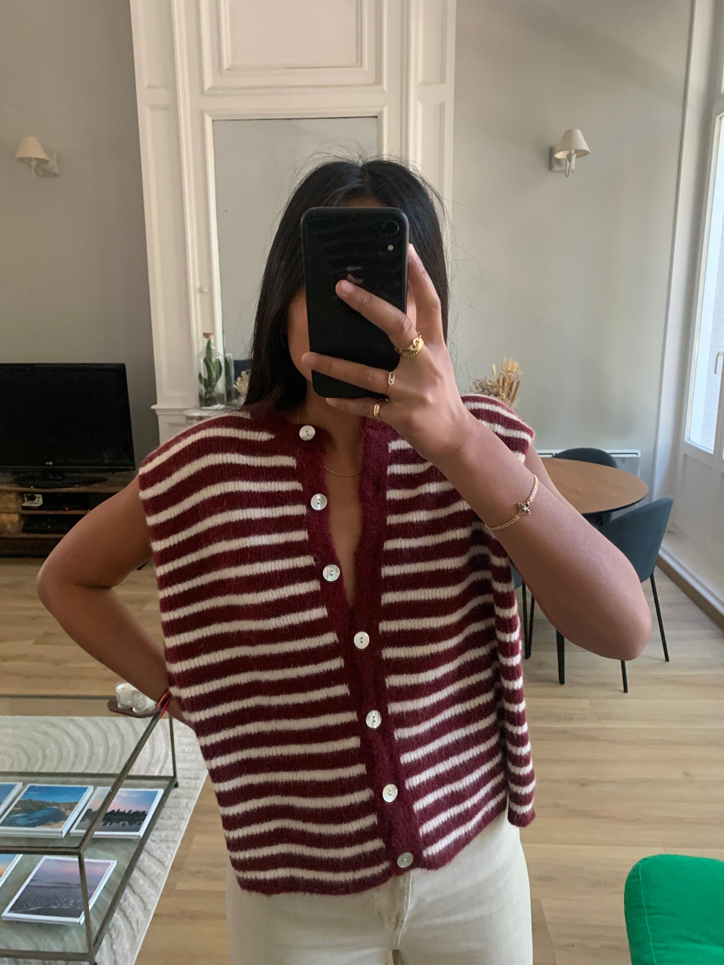 Gilet GABIN bordeaux/crème